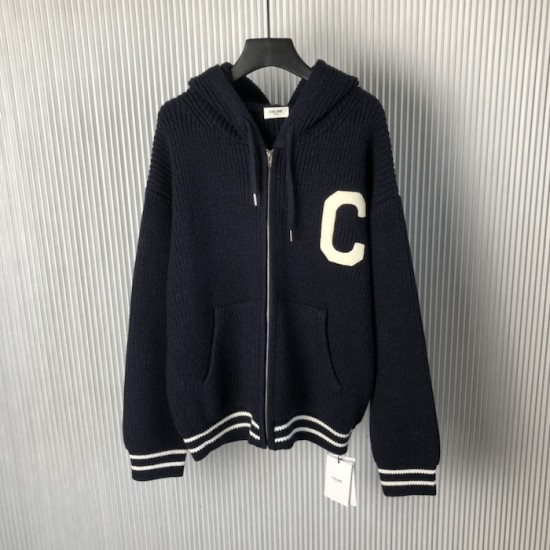 Celine college hooded sweater in wool navy Celine college hooded sweater in wool navy