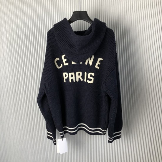 Celine college hooded sweater in wool navy Celine college hooded sweater in wool navy