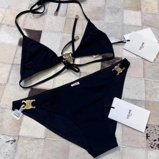 Celine Triomphe Swimsuit in Matte Jersey Black Celine Triomphe Swimsuit in Matte Jersey Black