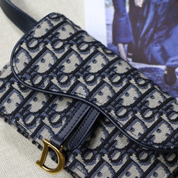New Dior Oblique Saddle Belt Bag Blue
