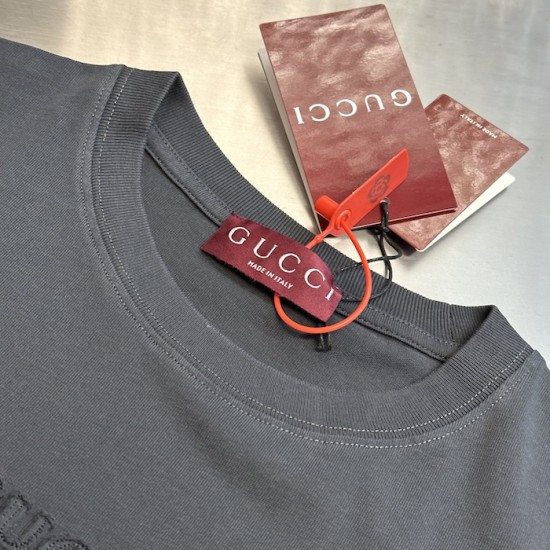 Gucci Embroidered cotton jersey T-shirt Dark Grey Gucci Embroidered cotton jersey T-shirt Dark Grey
