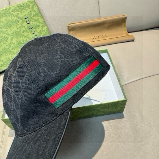 Gucci Original GG canvas baseball hat with Web Black Gucci Original GG canvas baseball hat with Web Black