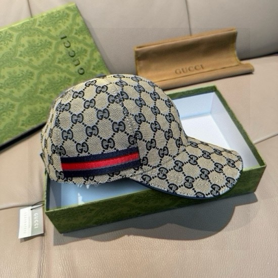 Gucci Original GG canvas baseball hat with Web Blue Gucci Original GG canvas baseball hat with Web Blue