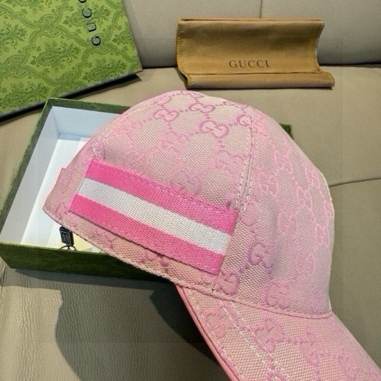 Gucci Original GG canvas baseball hat with Web Pink Gucci Original GG canvas baseball hat with Web Pink