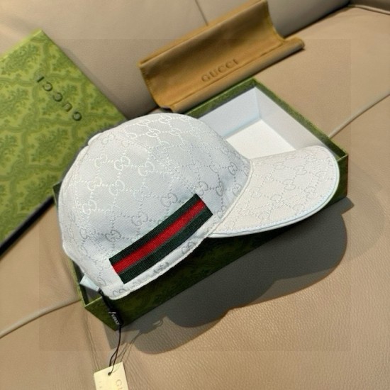 Gucci Original GG canvas baseball hat with Web White Gucci Original GG canvas baseball hat with Web White