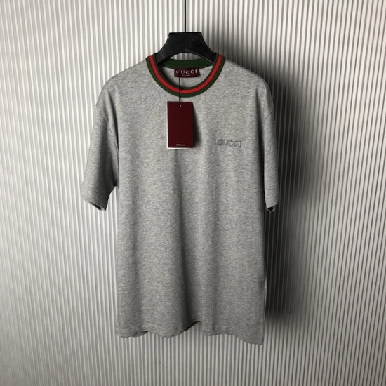 Gucci Jersey T-shirt with Web Grey Gucci Jersey T-shirt with Web Grey