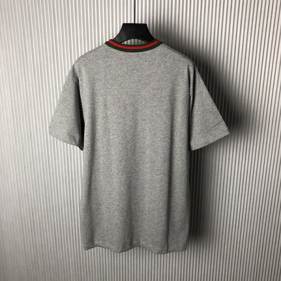 Gucci Jersey T-shirt with Web Grey Gucci Jersey T-shirt with Web Grey