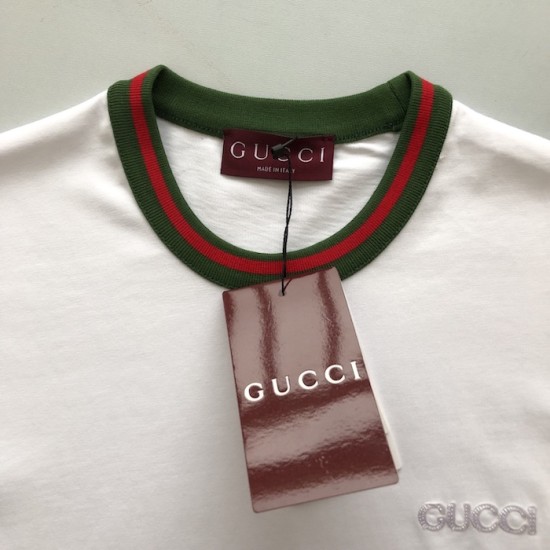 Gucci Jersey T-shirt with Web White Gucci Jersey T-shirt with Web White