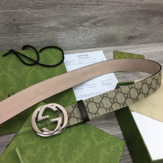 Gucci GG Supreme belt with G buckle Brown Gucci GG Supreme belt with G buckle Brown