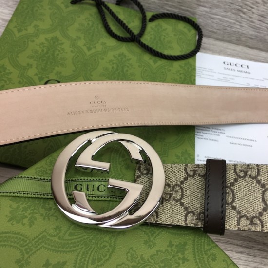 Gucci GG Supreme belt with G buckle Brown Gucci GG Supreme belt with G buckle Brown