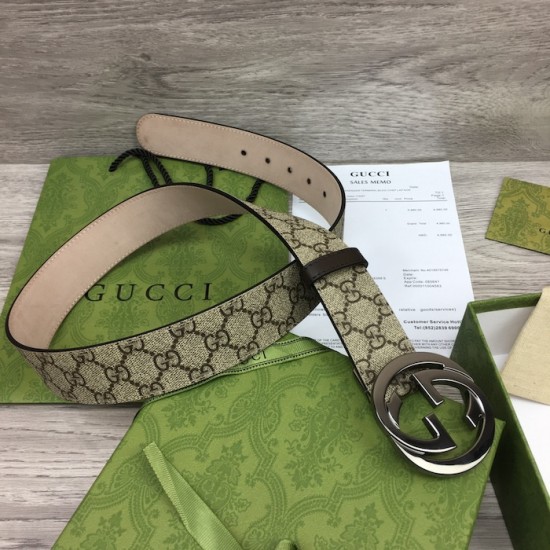 Gucci GG Supreme belt with G buckle Brown Gucci GG Supreme belt with G buckle Brown