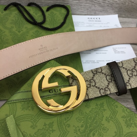 Gucci GG Supreme belt with G buckle Brown Gucci GG Supreme belt with G buckle Brown