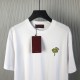 Luxury Replica Gucci Embroidered Cotton T-Shirt Front View Replica Gucci white cotton jersey T-shirt with red/green embroidery design