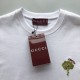 Luxury Replica Gucci Embroidered Cotton T-Shirt Front View Replica Gucci white cotton jersey T-shirt with red/green embroidery design
