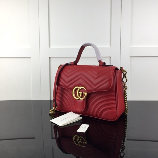 Gucci GG Marmont small top handle bag red 498110 Gucci GG Marmont small top handle bag red 498110