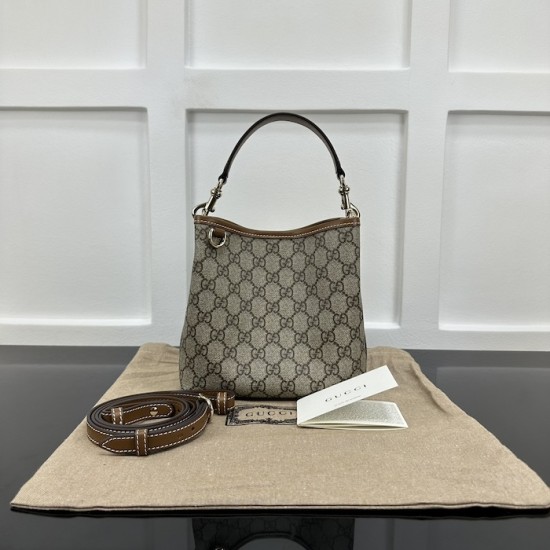 Gucci GG Emblem mini bucket bag brown 815118 Gucci GG Emblem mini bucket bag brown 815118