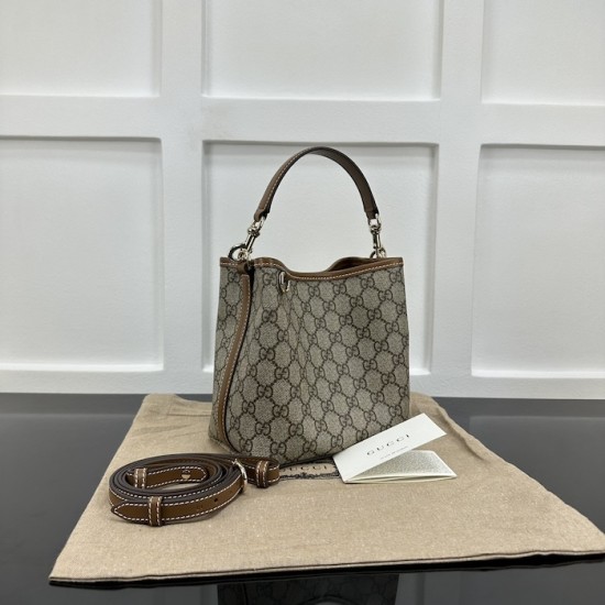 Gucci GG Emblem mini bucket bag brown 815118 Gucci GG Emblem mini bucket bag brown 815118