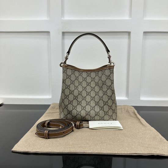 Gucci GG Emblem mini bucket bag brown 815118 Gucci GG Emblem mini bucket bag brown 815118