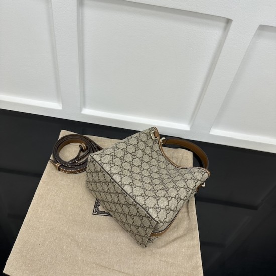 Gucci GG Emblem mini bucket bag brown 815118 Gucci GG Emblem mini bucket bag brown 815118