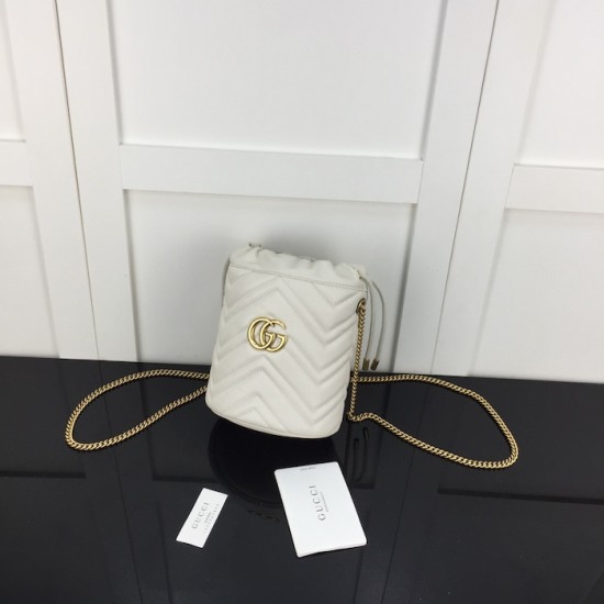 Gucci GG Marmont mini bucket bag White ‎575163