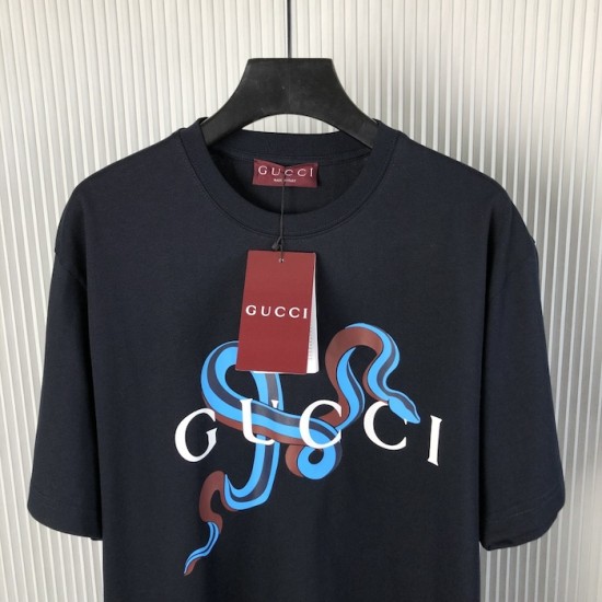 Gucci Printed medium cotton jersey T-shirt Navy Gucci Printed medium cotton jersey T-shirt Navy