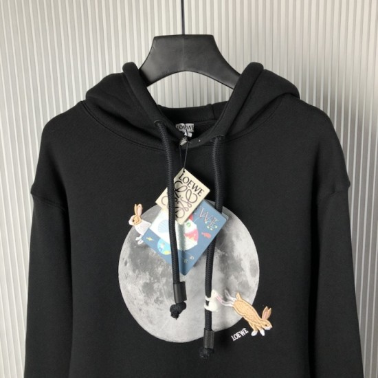 Loewe Relaxed fit hoodie in cotton Black Loewe Relaxed fit hoodie in cotton Black