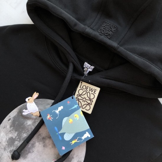 Loewe Relaxed fit hoodie in cotton Black Loewe Relaxed fit hoodie in cotton Black
