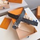 Louis Vuitton Damier Graphite LV Initiales 40MM Belt M9808 / Silver Buckle Louis Vuitton Damier Graphite LV Initiales 40MM Belt M9808 / Silver Buckle