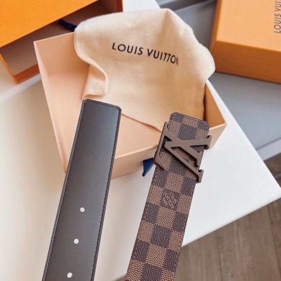 Louis Vuitton Damier Ebene LV Initiales 40MM Belt M9807 Louis Vuitton Damier Ebene LV Initiales 40MM Belt M9807