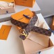 Louis Vuitton Damier Ebene LV Initiales 40MM Belt M9807 / Gold Buckle Louis Vuitton Damier Ebene LV Initiales 40MM Belt M9807 / Gold Buckle