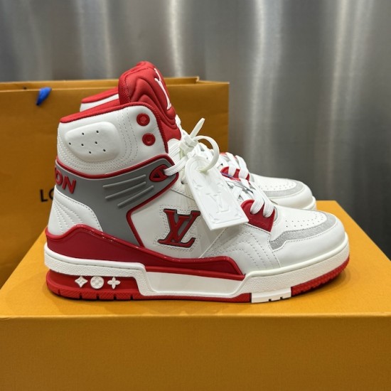 LV High Top Trainer Sneaker Red LV High Top Trainer Sneaker Red