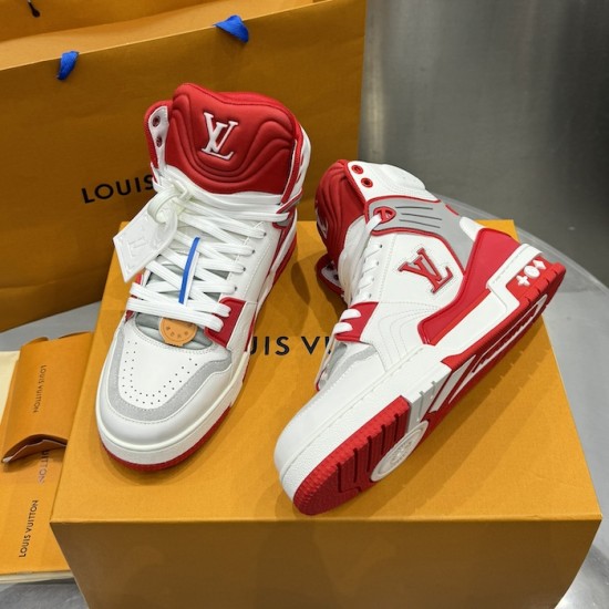 LV High Top Trainer Sneaker Red LV High Top Trainer Sneaker Red