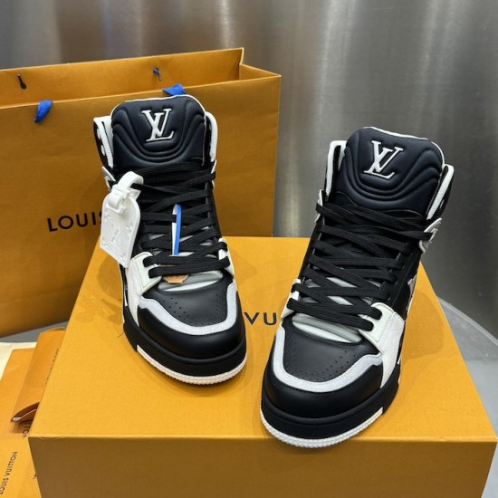 LV High Top Trainer Sneaker Black / White / Grey LV High Top Trainer Sneaker Black / White / Grey