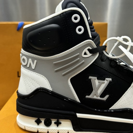 LV High Top Trainer Sneaker Black / White / Grey LV High Top Trainer Sneaker Black / White / Grey