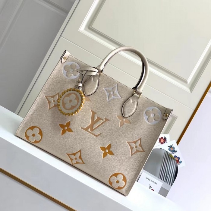 Louis Vuitton Onthego MM Tote Bag Embossed Monogram Empreinte In