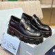 Prada Women's Brushed leather Monolith Loafers Black Prada Women's Brushed leather Monolith Loafers Black