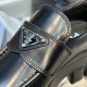 Prada Women's Brushed leather Monolith Loafers Black Prada Women's Brushed leather Monolith Loafers Black