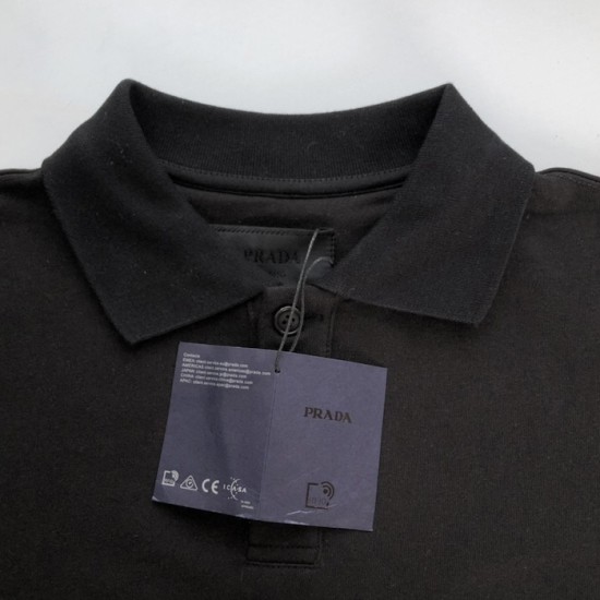 Prada Long-sleeved cotton polo shirt black Prada Long-sleeved cotton polo shirt black