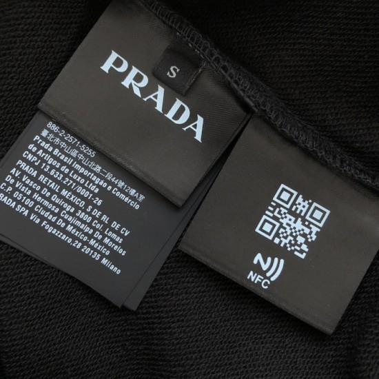 Prada Long-sleeved cotton polo shirt black Prada Long-sleeved cotton polo shirt black
