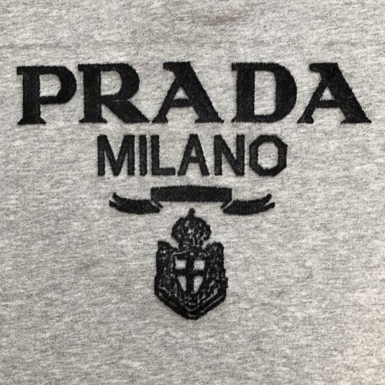 Prada Long-sleeved cotton polo shirt Marble Gray Prada Long-sleeved cotton polo shirt Marble Gray