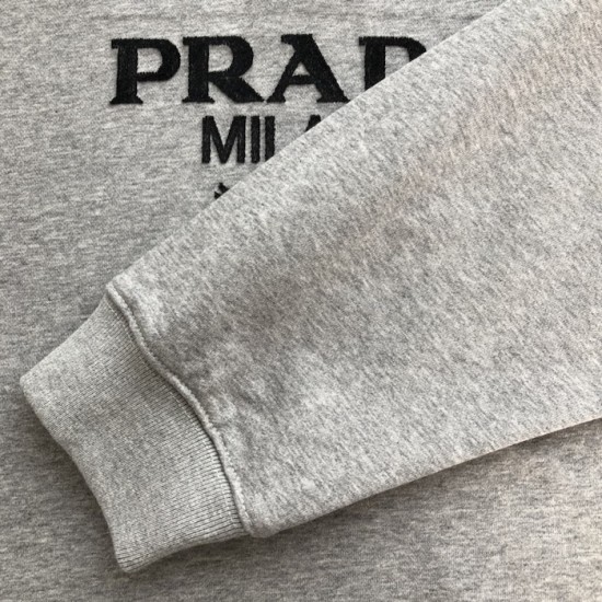 Prada Long-sleeved cotton polo shirt Marble Gray Prada Long-sleeved cotton polo shirt Marble Gray