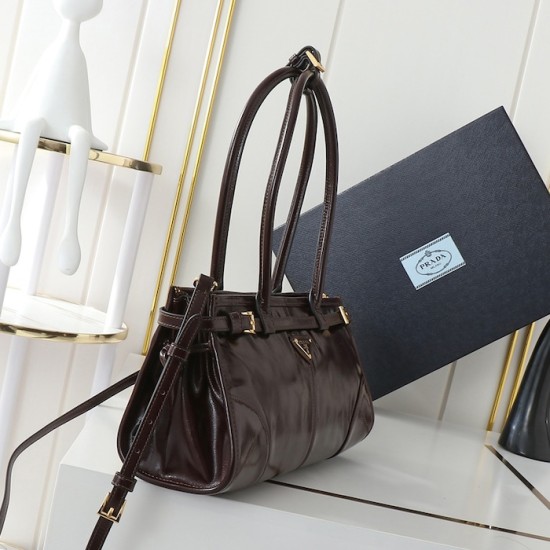 Prada Medium Leather Handbag Dark Brown Prada Medium Leather Handbag Dark Brown