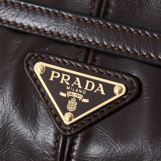 Prada Medium Leather Handbag Dark Brown Prada Medium Leather Handbag Dark Brown