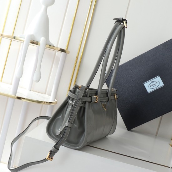 Prada Medium Leather Handbag Grey Prada Medium Leather Handbag Grey