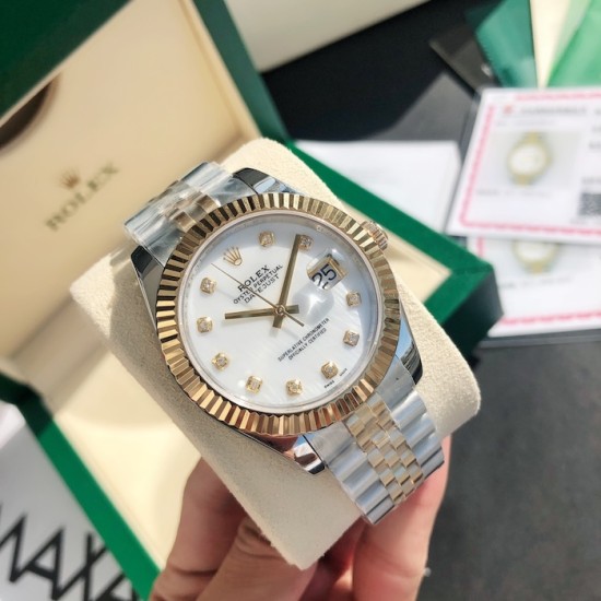 Rolex Datejust 41mm White Dial Diamonds Marker SS/YG Bracelet Rolex Datejust 41mm White Dial Diamonds Marker SS/YG Bracelet